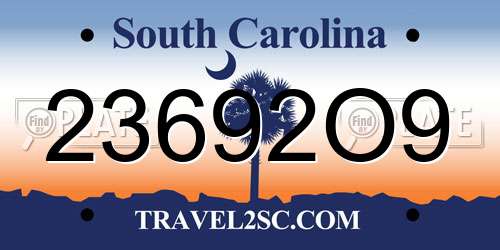 23692O9 South Carolina License Plate