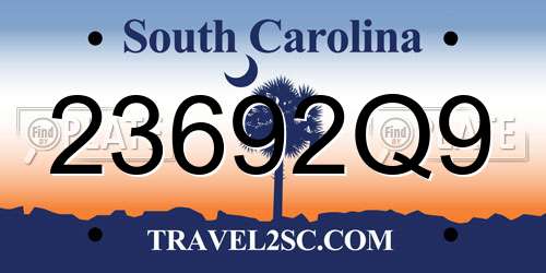 23692Q9 South Carolina License Plate
