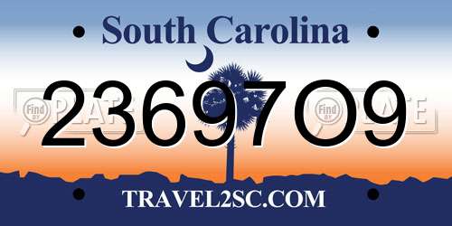 23697O9 South Carolina License Plate