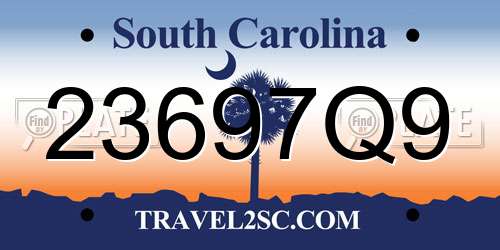 23697Q9 South Carolina License Plate