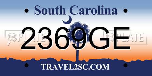 2369GE South Carolina License Plate