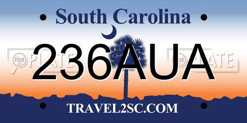 236AUA South Carolina License Plate