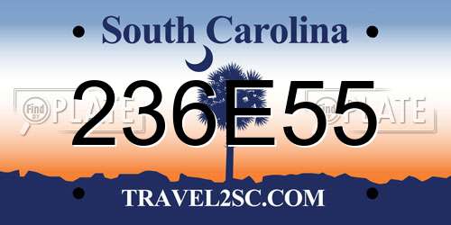 236E55 South Carolina License Plate