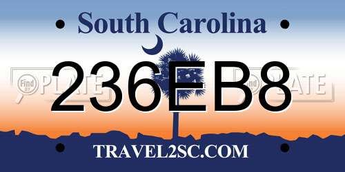 236EB8 South Carolina License Plate