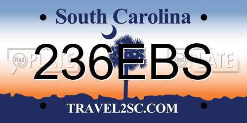 236EBS South Carolina License Plate