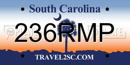 236RMP South Carolina License Plate