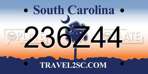 236Z44 South Carolina License Plate
