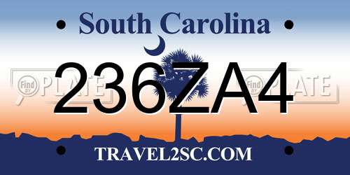 236ZA4 South Carolina License Plate