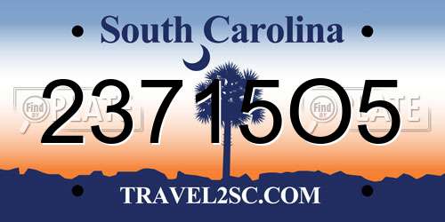 23715O5 South Carolina License Plate