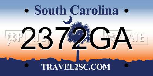 2372GA South Carolina License Plate