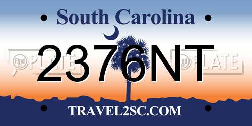 2376NT South Carolina License Plate