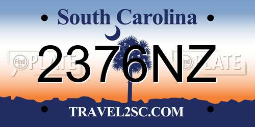 2376NZ South Carolina License Plate