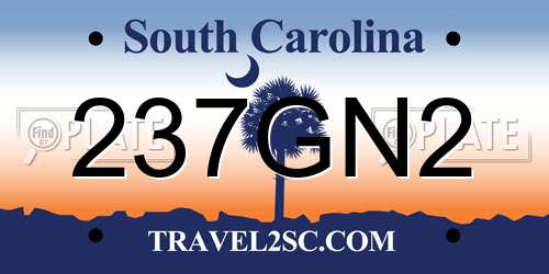 237GN2 South Carolina License Plate