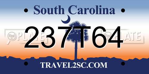 237T64 South Carolina License Plate