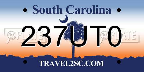 237UT0 South Carolina License Plate