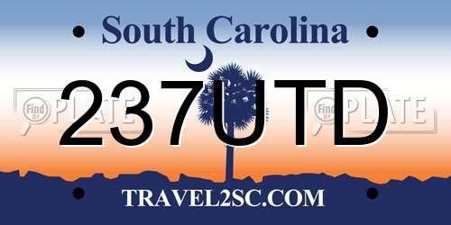 237UTD South Carolina License Plate