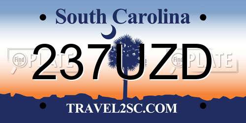 237UZD South Carolina License Plate