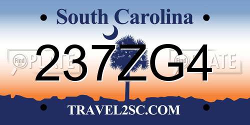 237ZG4 South Carolina License Plate