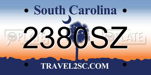 2380SZ South Carolina License Plate