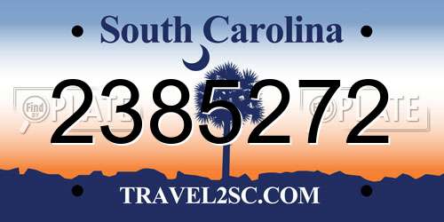 2385272 South Carolina License Plate