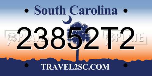23852T2 South Carolina License Plate