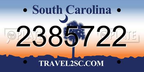2385722 South Carolina License Plate