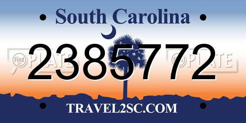 2385772 South Carolina License Plate