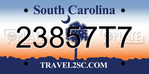 23857T7 South Carolina License Plate