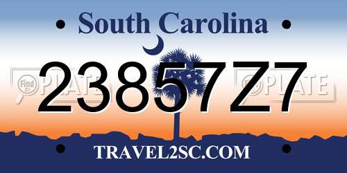 23857Z7 South Carolina License Plate