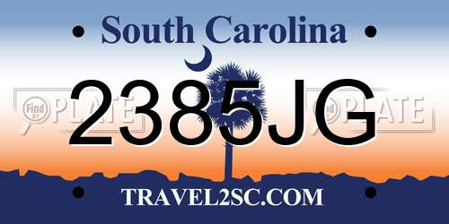 2385JG South Carolina License Plate