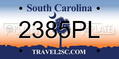 2385PL South Carolina License Plate