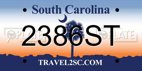 2386ST South Carolina License Plate