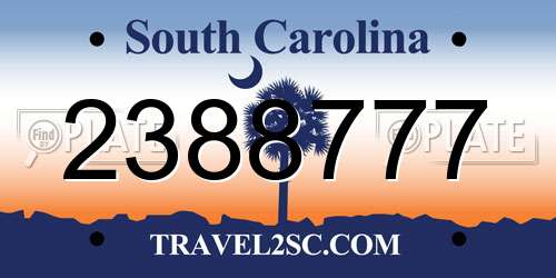 2388777 South Carolina License Plate