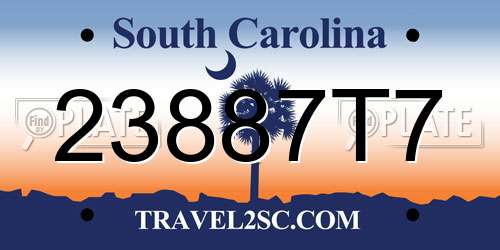23887T7 South Carolina License Plate