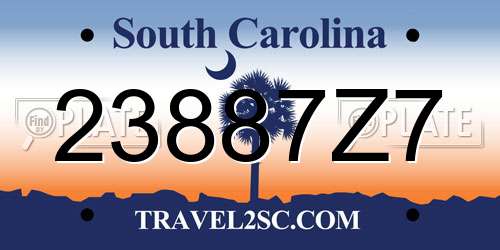 23887Z7 South Carolina License Plate
