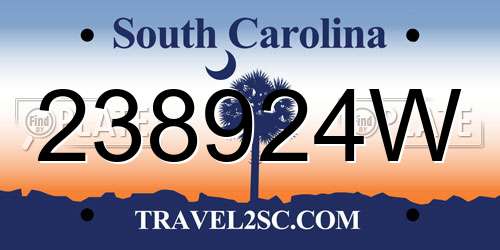 238924W South Carolina License Plate