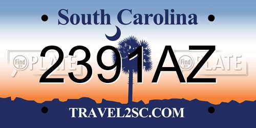2391AZ South Carolina License Plate