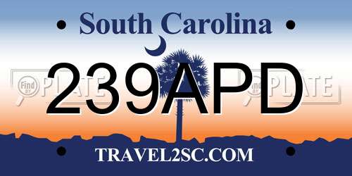 239APD South Carolina License Plate