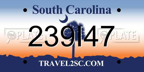 239I47 South Carolina License Plate