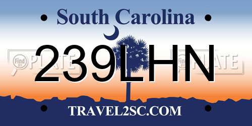 239LHN South Carolina License Plate