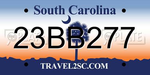 23BB277 South Carolina License Plate