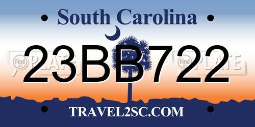 23BB722 South Carolina License Plate