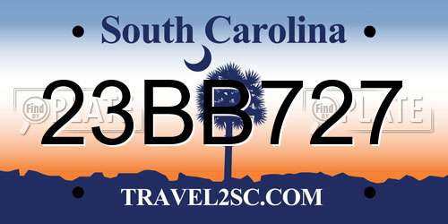 23BB727 South Carolina License Plate