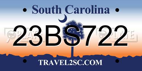 23BS722 South Carolina License Plate