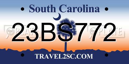 23BS772 South Carolina License Plate