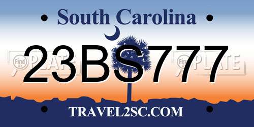 23BS777 South Carolina License Plate