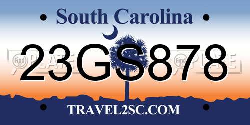 23GS878 South Carolina License Plate