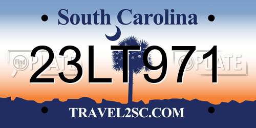 23LT971 South Carolina License Plate