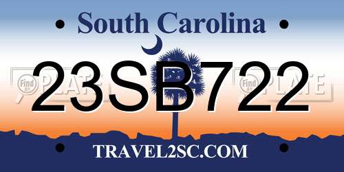 23SB722 South Carolina License Plate