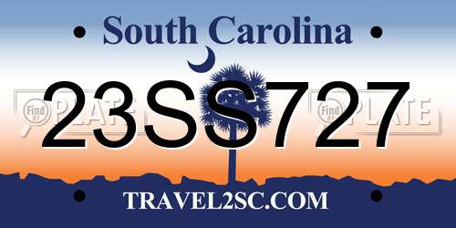 23SS727 South Carolina License Plate